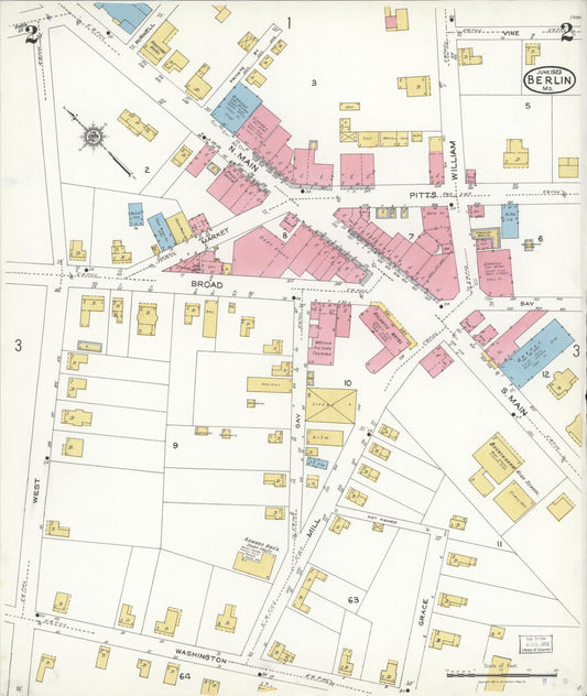 Sanborn Fire Insurance Map from Berlin, Worcester County, Maryland (1923), Sheet #0002 - Historic Sanborn Fire Insurance Map Print, vintage old map wall art, antique decor, genealogy gift, Maryland Maryland map