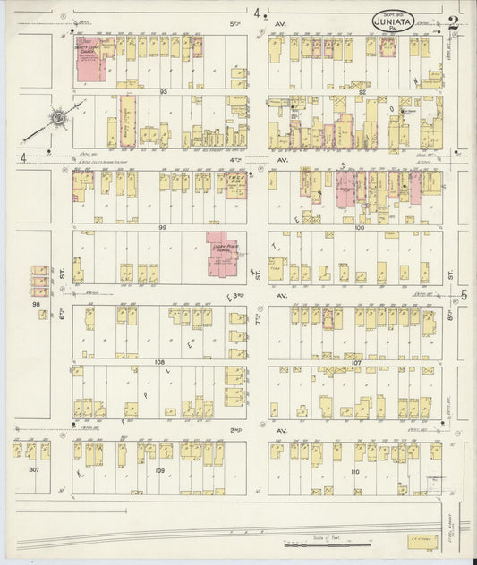 Sanborn Fire Insurance Map from Juniata, Blair County, Pennsylvania (1915), Sheet #0002 - Historic Sanborn Fire Insurance Map Print, vintage old map wall art, antique decor, genealogy gift, Pennsylvania Pennsylvania map