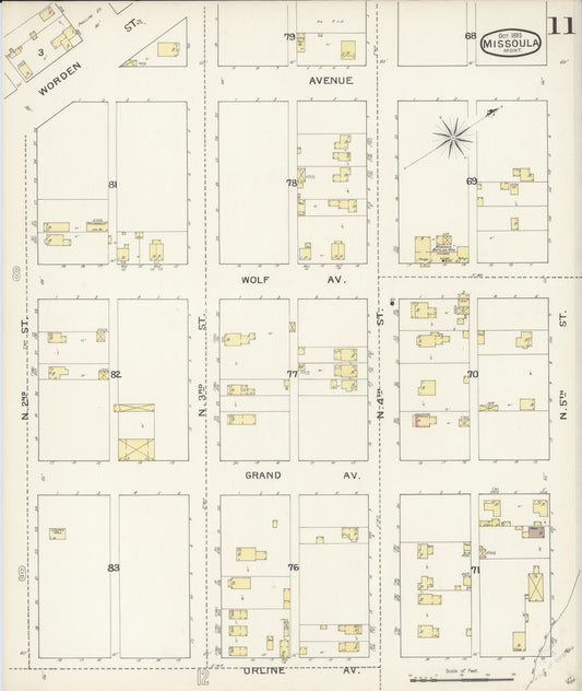 Sanborn Fire Insurance Map from Missoula, Missoula County, Montana (1893), Sheet #0011 - Historic Sanborn Fire Insurance Map Print, vintage old map wall art, antique decor, genealogy gift, Montana Montana map