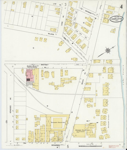 Sanborn Fire Insurance Map from Charlotte, Monroe County, New York (1912), Sheet #0004 - Historic Sanborn Fire Insurance Map Print, vintage old map wall art, antique decor, genealogy gift, New York New York map