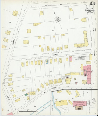 Sanborn Fire Insurance Map from Stamford, Fairfield County, Connecticut (1901), Sheet #0023 - Complete Map Set gallery image, historic Sanborn map, vintage wall art, Connecticut Connecticut