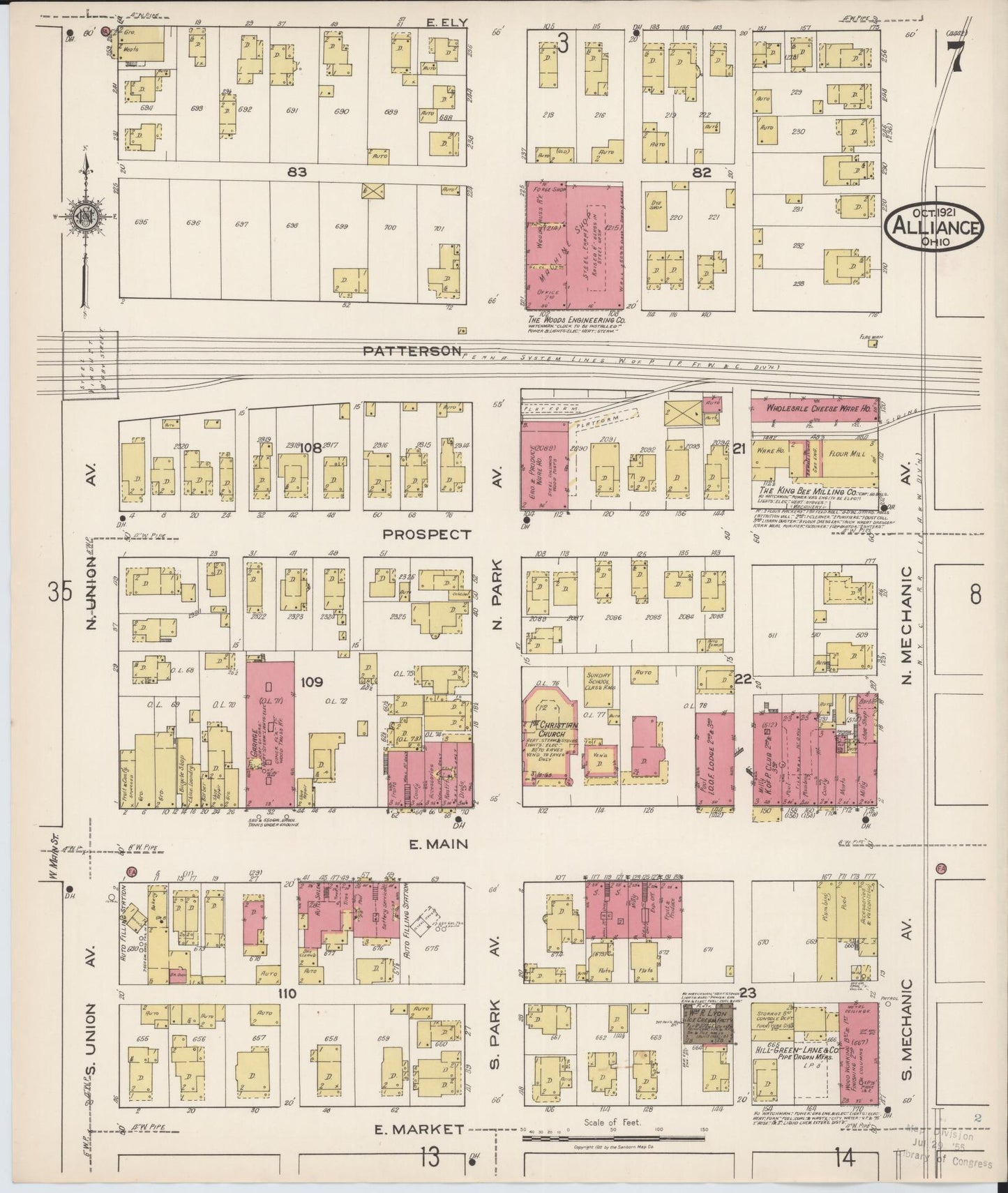 Sanborn Fire Insurance Map from Alliance, Stark County, Ohio (1921), Sheet #0007 - Complete Map Set gallery image, historic Sanborn map, vintage wall art, Ohio Ohio