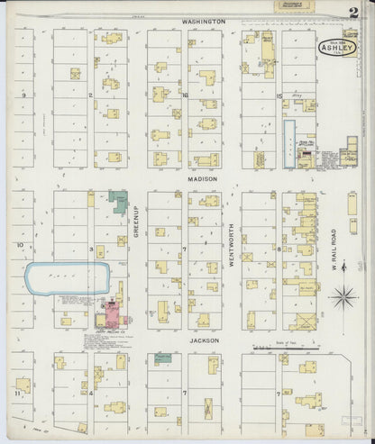 Sanborn Fire Insurance Map from Ashley, Washington County, Illinois (1894), Sheet #0002 - Complete Map Set gallery image, historic Sanborn map, vintage wall art, Illinois Illinois