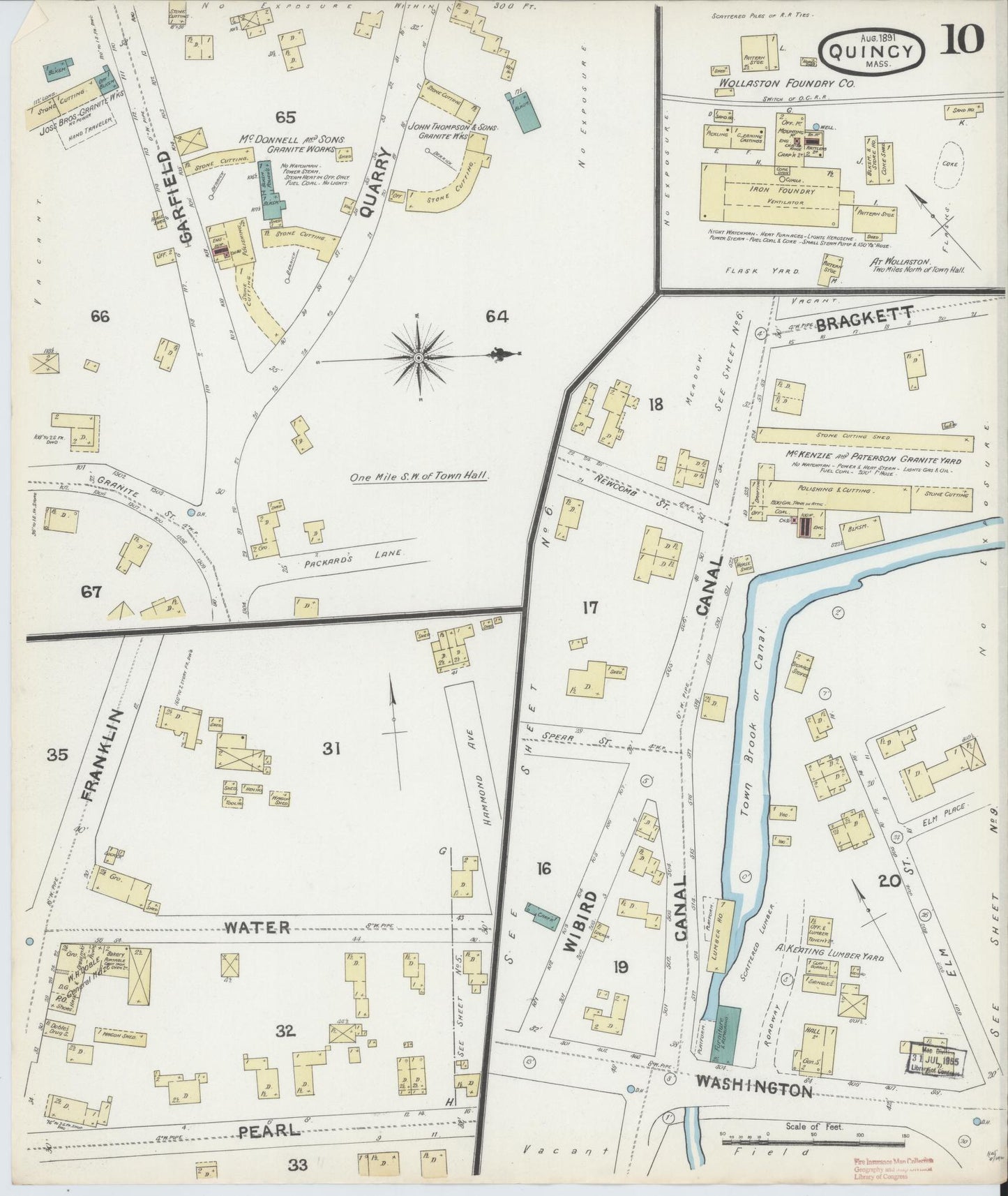 Sanborn Fire Insurance Map from Quincy, Norfolk County, Massachusetts (1891), Sheet #0010 - Complete Map Set gallery image, historic Sanborn map, vintage wall art, Massachusetts Massachusetts