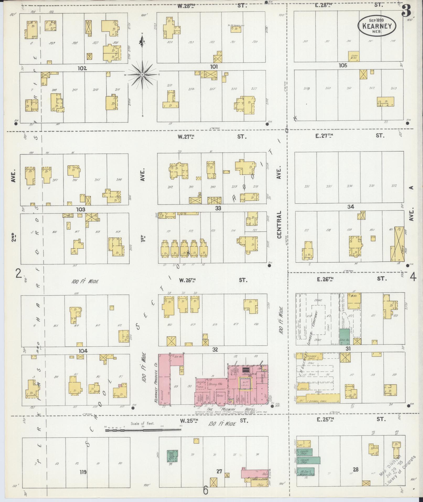 Sanborn Fire Insurance Map from Kearney, Buffalo County, Nebraska (1899), Sheet #0003 - Complete Map Set gallery image, historic Sanborn map, vintage wall art, Nebraska Nebraska
