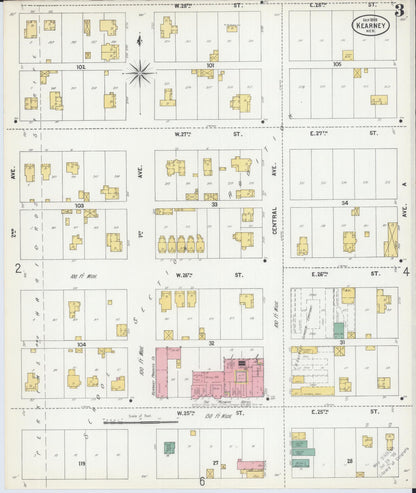 Sanborn Fire Insurance Map from Kearney, Buffalo County, Nebraska (1899), Sheet #0003 - Complete Map Set gallery image, historic Sanborn map, vintage wall art, Nebraska Nebraska