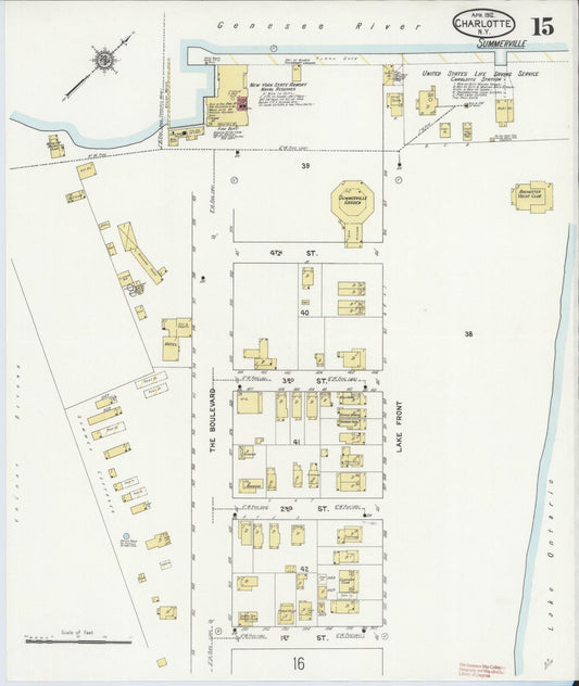Sanborn Fire Insurance Map from Charlotte, Monroe County, New York (1912), Sheet #0015 - Historic Sanborn Fire Insurance Map Print, vintage old map wall art, antique decor, genealogy gift, New York New York map
