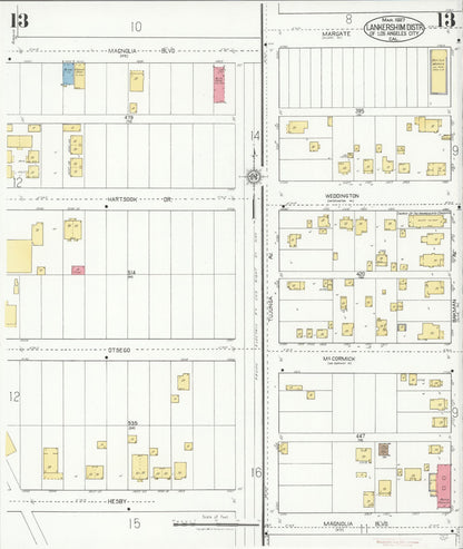 Sanborn Fire Insurance Map from Lankershim, Los Angeles County, California (1927), Sheet #0013 - Complete Map Set gallery image, historic Sanborn map, vintage wall art, California California
