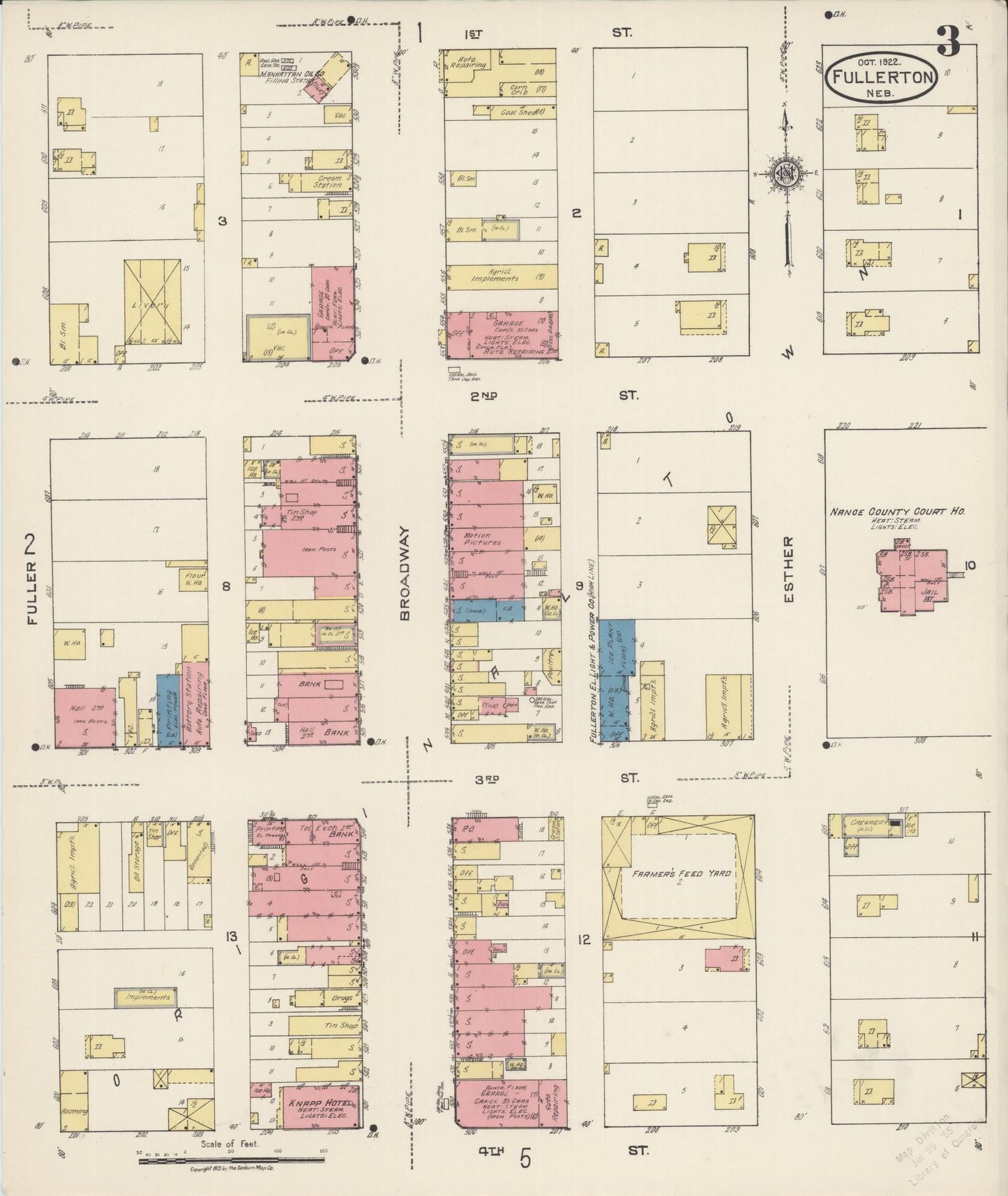 Sanborn Fire Insurance Map from Fullerton, Nance County, Nebraska (1922), Sheet #0003 - Complete Map Set gallery image, historic Sanborn map, vintage wall art, Nebraska Nebraska