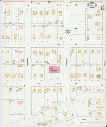 Sanborn Fire Insurance Map from De Kalb, De Kalb County, Illinois (1905), Sheet #0011 - Complete Map Set gallery image, historic Sanborn map, vintage wall art, Illinois Illinois