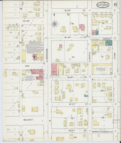 Sanborn Fire Insurance Map from Carthage, Jasper County, Missouri (1893), Sheet #0006 - Complete Map Set gallery image, historic Sanborn map, vintage wall art, Missouri Missouri