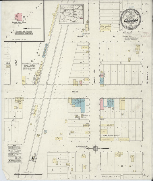 Sanborn Fire Insurance Map from Granada, Prowers County, Colorado (1914), Sheet #0001 - Historic Sanborn Fire Insurance Map Print, vintage old map wall art, antique decor, genealogy gift, Colorado Colorado map