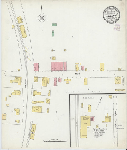 Sanborn Fire Insurance Map from Gibson, Scotland County, North Carolina (1902), Sheet #0001 - Historic Sanborn Fire Insurance Map Print, vintage old map wall art, antique decor, genealogy gift, North Carolina North Carolina map