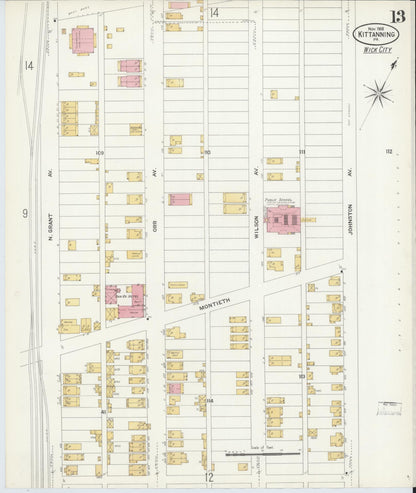 Sanborn Fire Insurance Map from Kittanning, Armstrong County, Pennsylvania (1909), Sheet #0013 - Complete Map Set gallery image, historic Sanborn map, vintage wall art, Pennsylvania Pennsylvania