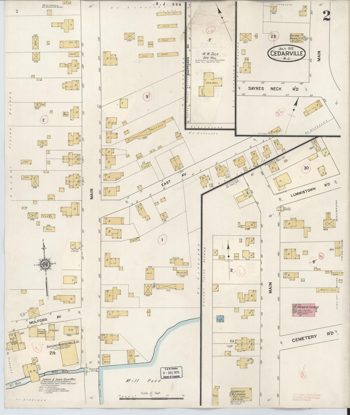 Sanborn Fire Insurance Map from Cedarville, Cumberland County, New Jersey (1928), Sheet #0002 - Complete Map Set gallery image, historic Sanborn map, vintage wall art, New Jersey New Jersey