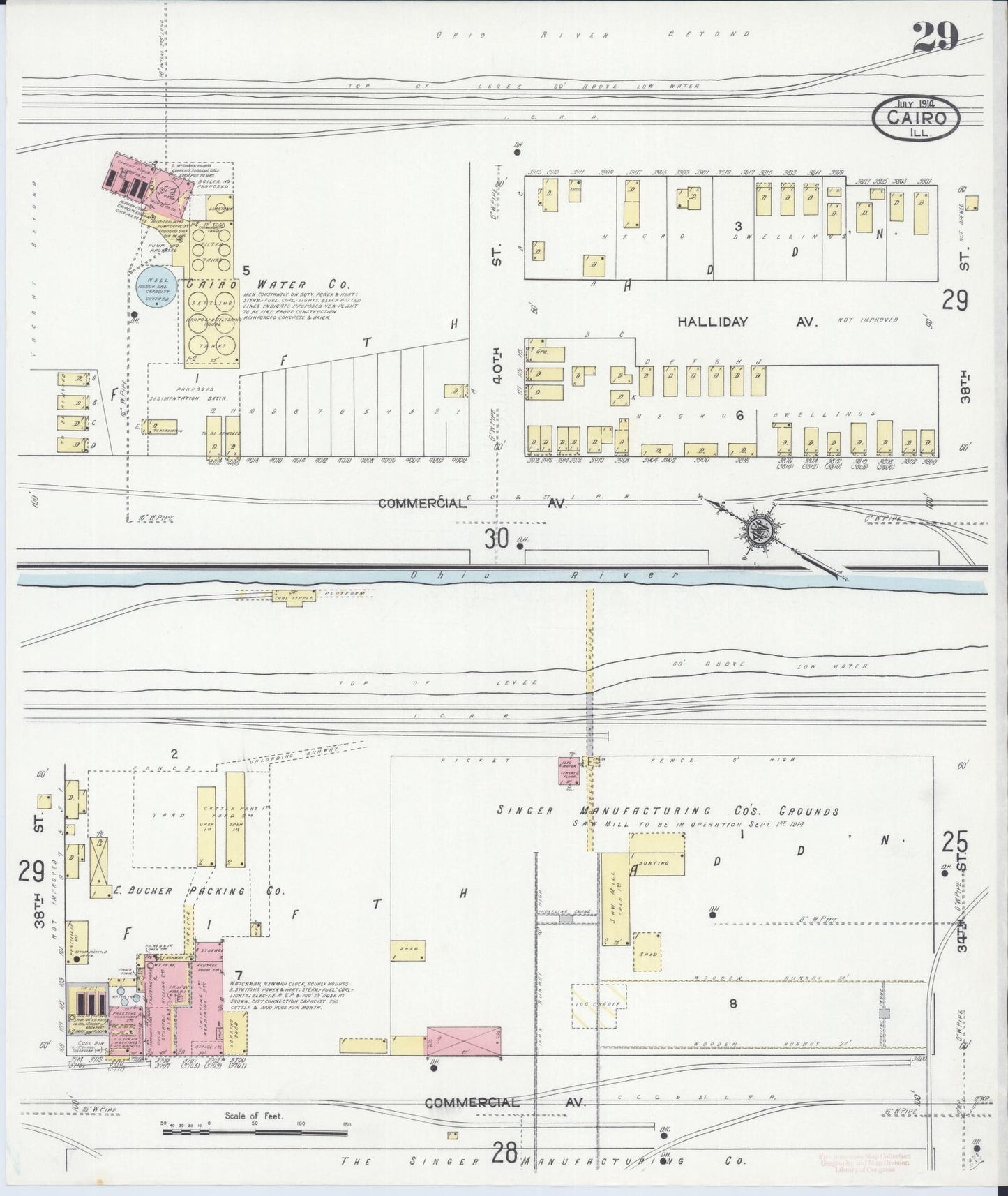 Sanborn Fire Insurance Map from Cairo, Alexander County, Illinois (1914), Sheet #0029 - Complete Map Set gallery image, historic Sanborn map, vintage wall art, Illinois Illinois