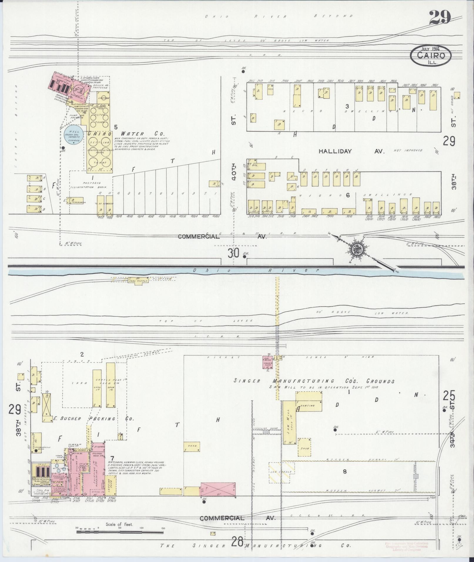 Sanborn Fire Insurance Map from Cairo, Alexander County, Illinois (1914), Sheet #0029 - Complete Map Set gallery image, historic Sanborn map, vintage wall art, Illinois Illinois