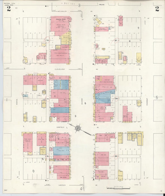 Sanborn Fire Insurance Map from Rotan, Fisher County, Texas (1940), Sheet #0002 - Historic Sanborn Fire Insurance Map Print, vintage old map wall art, antique decor, genealogy gift, Texas Texas map