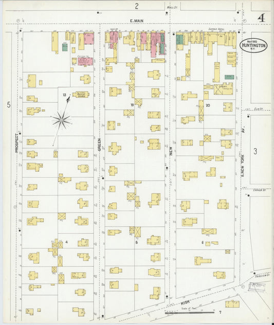 Sanborn Fire Insurance Map from Huntington, Suffolk County, New York (1902), Sheet #0004 - Historic Sanborn Fire Insurance Map Print, vintage old map wall art, antique decor, genealogy gift, New York New York map
