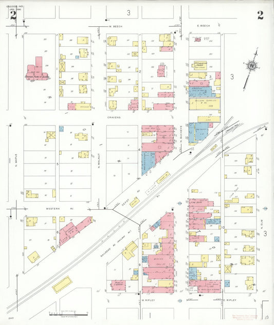 Sanborn Fire Insurance Map from Osgood, Ripley County, Indiana (1941), Sheet #0002 - Historic Sanborn Fire Insurance Map Print, vintage old map wall art, antique decor, genealogy gift, Indiana Indiana map