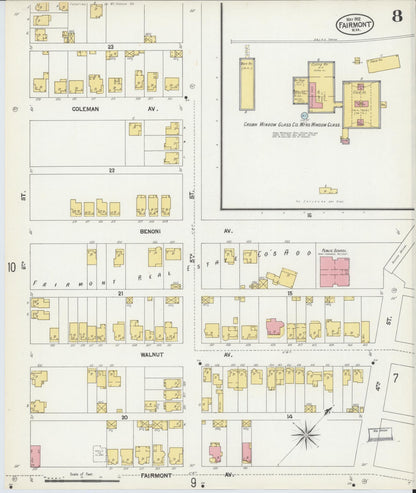 Sanborn Fire Insurance Map from Fairmont, Marion County, West Virginia (1902), Sheet #0008 - Complete Map Set gallery image, historic Sanborn map, vintage wall art, West Virginia West Virginia