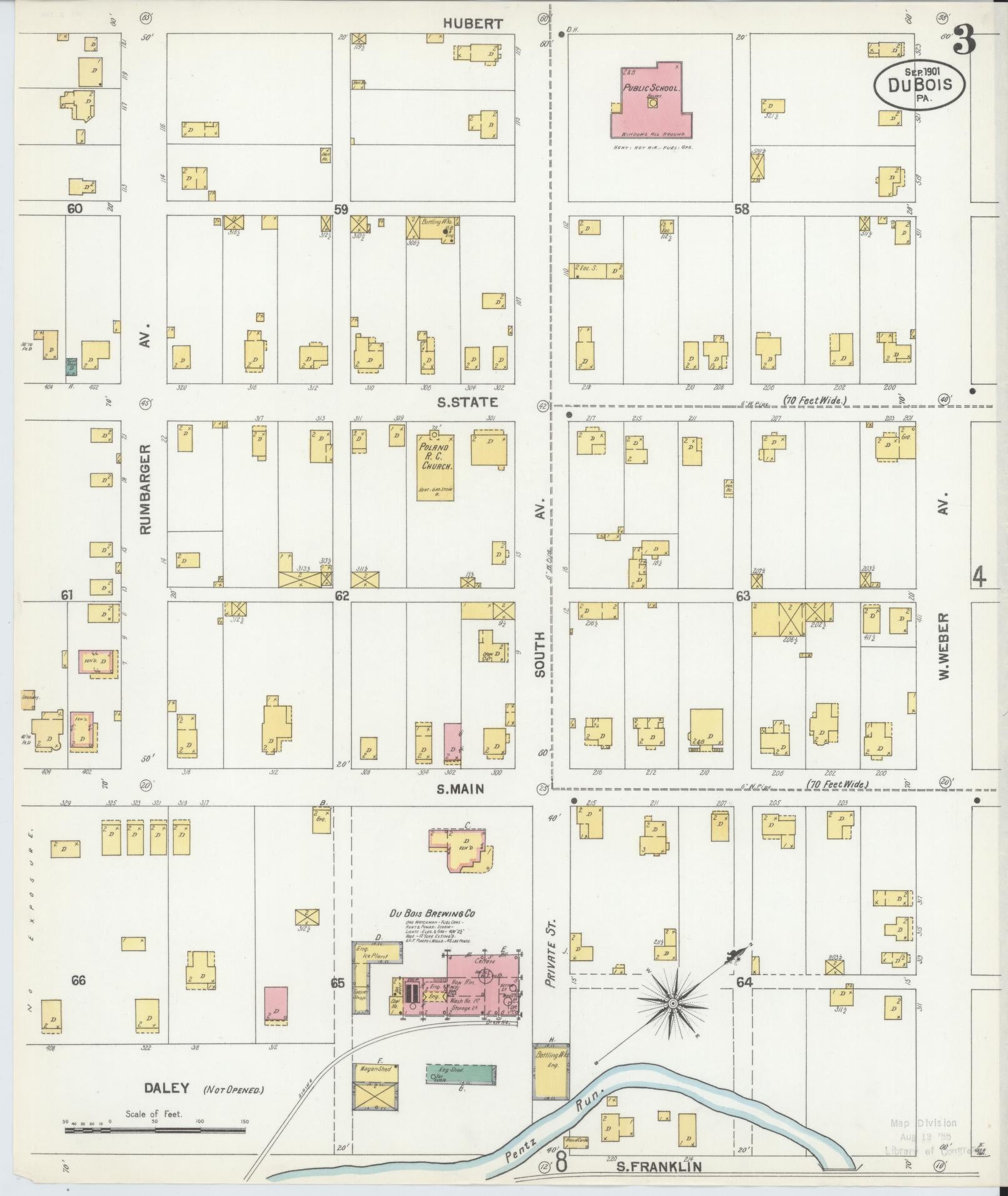 Sanborn Fire Insurance Map from Du Bois, Clearfield County, Pennsylvania (1901), Sheet #0003 - Historic Sanborn Fire Insurance Map Print, vintage old map wall art, antique decor, genealogy gift, Pennsylvania Pennsylvania map