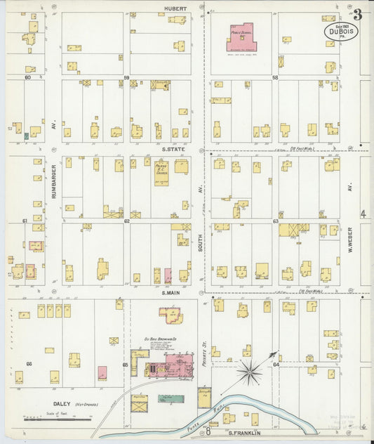 Sanborn Fire Insurance Map from Du Bois, Clearfield County, Pennsylvania (1901), Sheet #0003 - Historic Sanborn Fire Insurance Map Print, vintage old map wall art, antique decor, genealogy gift, Pennsylvania Pennsylvania map