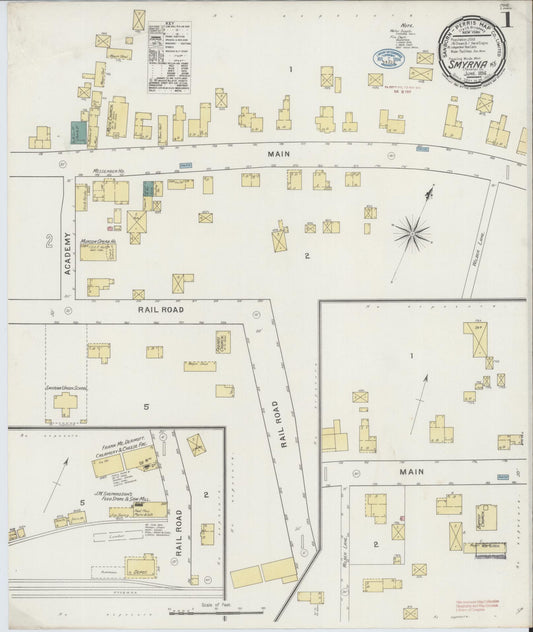 Sanborn Fire Insurance Map from Smyrna, Chenango County, New York (1894), Sheet #0001 - Historic Sanborn Fire Insurance Map Print, vintage old map wall art, antique decor, genealogy gift, New York New York map