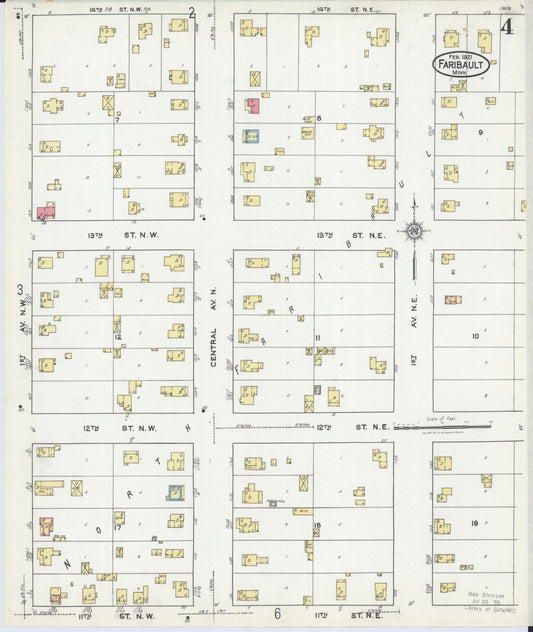 Sanborn Fire Insurance Map from Faribault, Rice County, Minnesota (1921), Sheet #0004 - Historic Sanborn Fire Insurance Map Print, vintage old map wall art, antique decor, genealogy gift, Minnesota Minnesota map