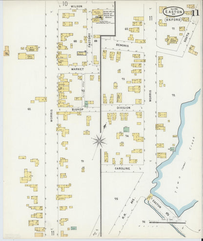 Sanborn Fire Insurance Map from Easton, Talbot County, Maryland (1896), Sheet #0011 - Complete Map Set gallery image, historic Sanborn map, vintage wall art, Maryland Maryland