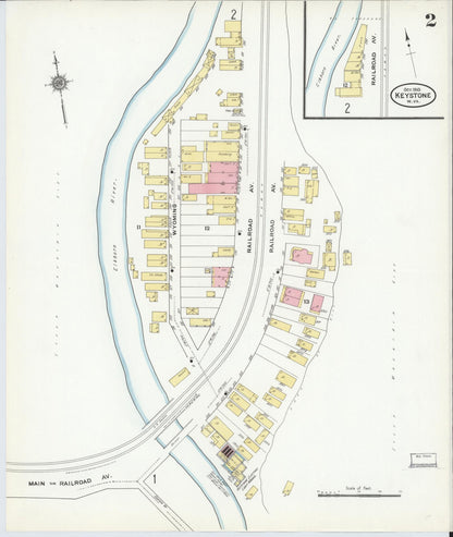 Sanborn Fire Insurance Map from Keystone, Mcdowell County, West Virginia (1910), Sheet #0002 - Complete Map Set gallery image, historic Sanborn map, vintage wall art, West Virginia West Virginia