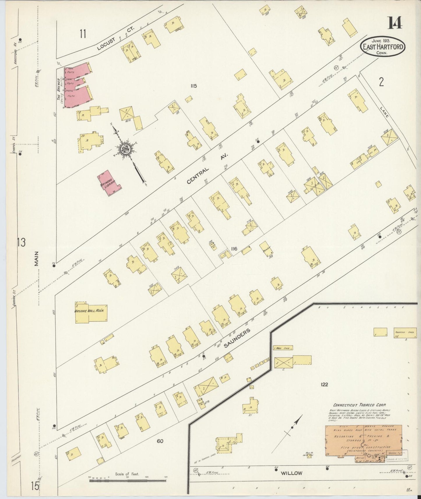 Sanborn Fire Insurance Map from East Hartford, Hartford County, Connecticut (1913), Sheet #0014 - Complete Map Set gallery image, historic Sanborn map, vintage wall art, Connecticut Connecticut