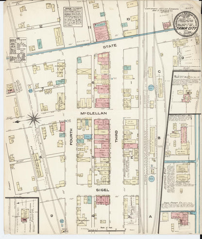 Sanborn Fire Insurance Map from Tama, Tama County, Iowa (1883), Sheet #0001 - Historic Sanborn Fire Insurance Map Print, vintage old map wall art