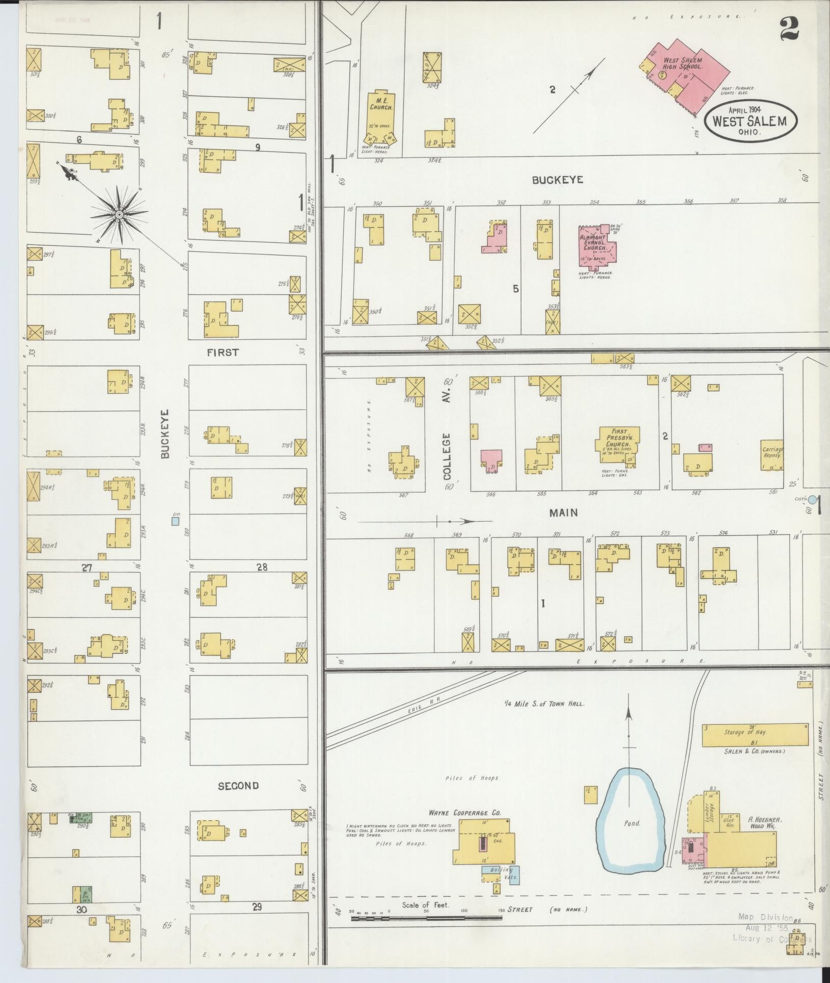 Sanborn Fire Insurance Map from West Salem, Wayne County, Ohio (1904), Sheet #0002 - Historic Sanborn Fire Insurance Map Print, vintage old map wall art, antique decor, genealogy gift, Ohio Ohio map