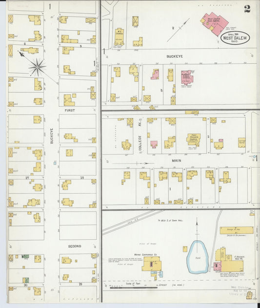 Sanborn Fire Insurance Map from West Salem, Wayne County, Ohio (1904), Sheet #0002 - Historic Sanborn Fire Insurance Map Print, vintage old map wall art, antique decor, genealogy gift, Ohio Ohio map