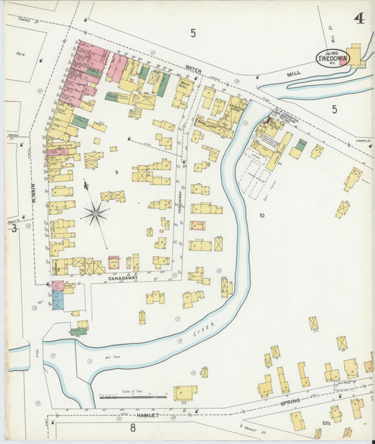 Sanborn Fire Insurance Map from Fredonia, Chautauqua County, New York (1902), Sheet #0004 - Historic Sanborn Fire Insurance Map Print, vintage old map wall art, antique decor, genealogy gift, New York New York map