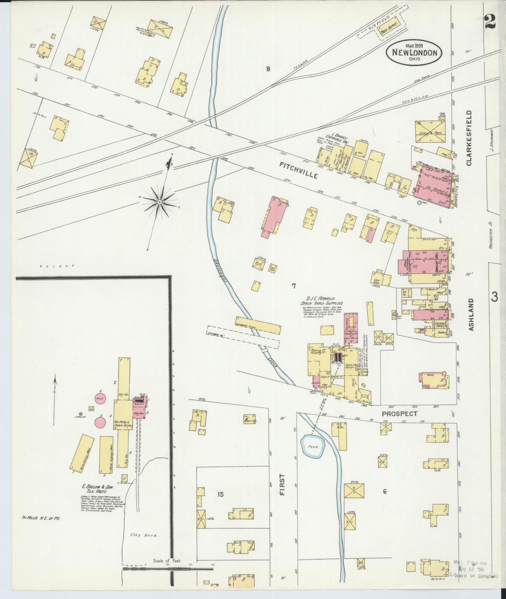Sanborn Fire Insurance Map from New London, Huron County, Ohio (1899), Sheet #0002 - Complete Map Set gallery image, historic Sanborn map, vintage wall art, Ohio Ohio