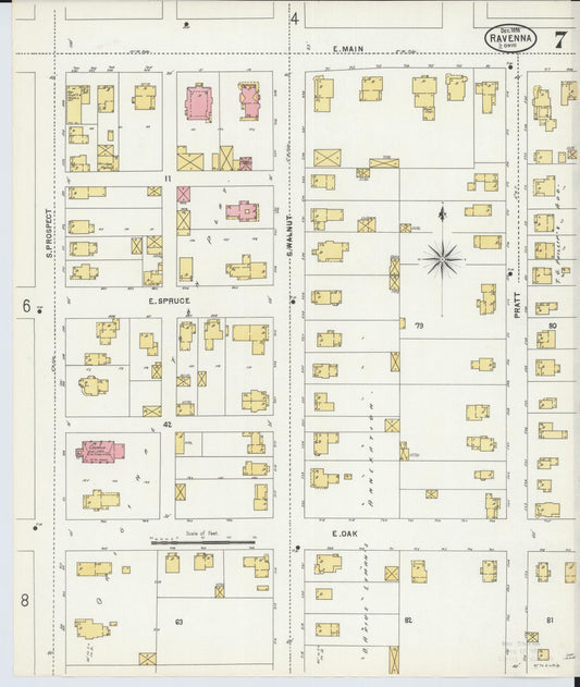 Sanborn Fire Insurance Map from Ravenna, Portage County, Ohio (1898), Sheet #0007 - Historic Sanborn Fire Insurance Map Print, vintage old map wall art, antique decor, genealogy gift, Ohio Ohio map