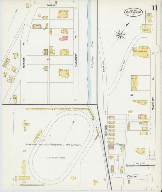 Sanborn Fire Insurance Map from Kittanning, Armstrong County, Pennsylvania (1903), Sheet #0011 - Historic Sanborn Fire Insurance Map Print, vintage old map wall art, antique decor, genealogy gift, Pennsylvania Pennsylvania map