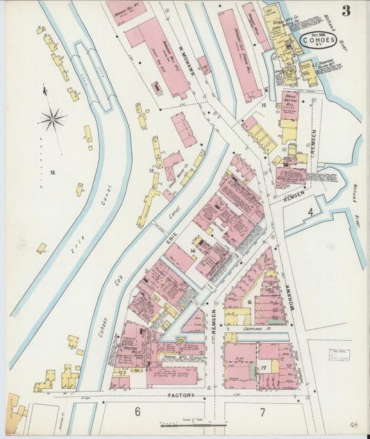 Sanborn Fire Insurance Map from Cohoes, Albany County, New York (1896), Sheet #0003 - Historic Sanborn Fire Insurance Map Print, vintage old map wall art, antique decor, genealogy gift, New York New York map