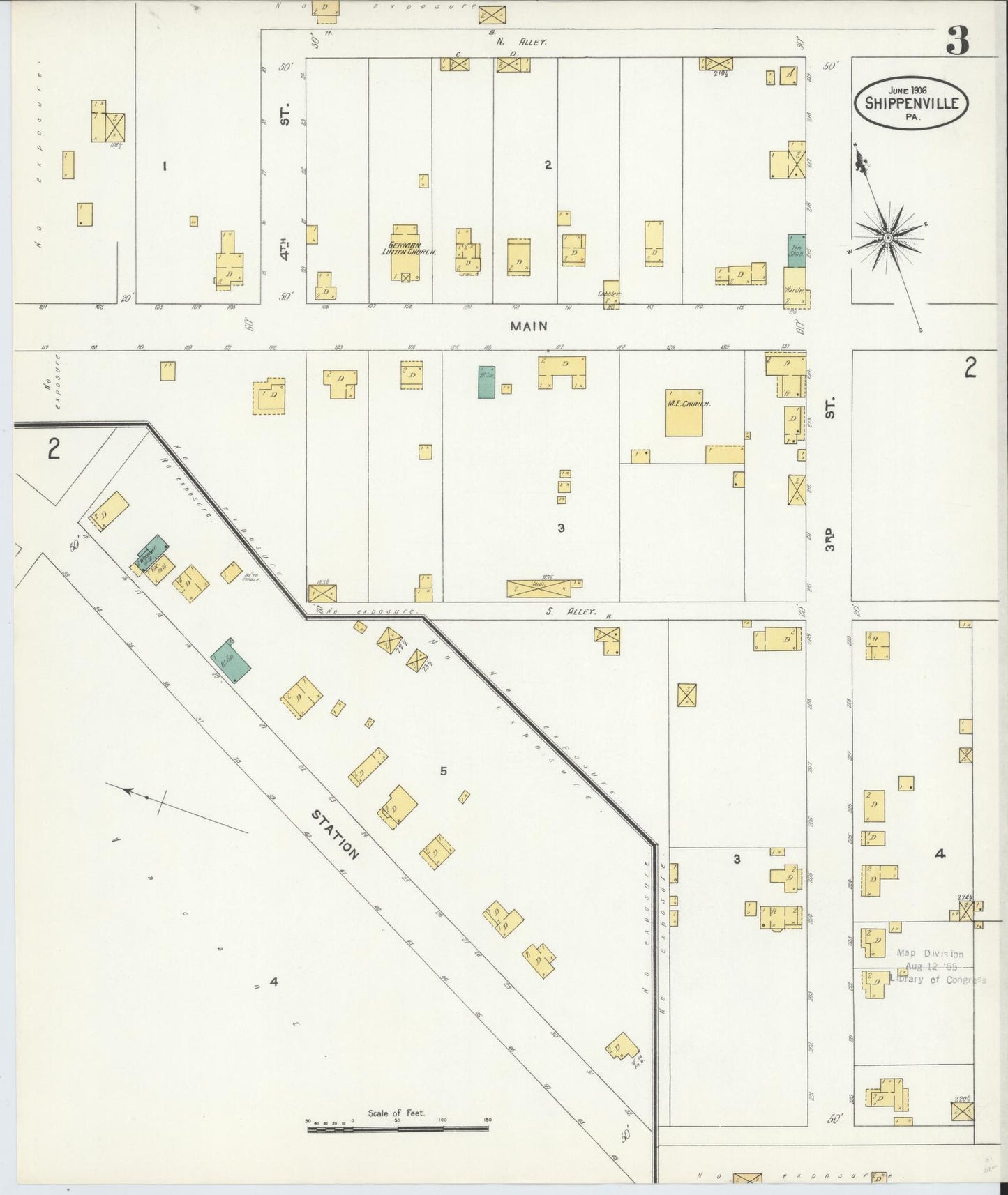 Sanborn Fire Insurance Map from Shippenville, Clarion County, Pennsylvania (1906), Sheet #0003 - Complete Map Set gallery image, historic Sanborn map, vintage wall art, Pennsylvania Pennsylvania