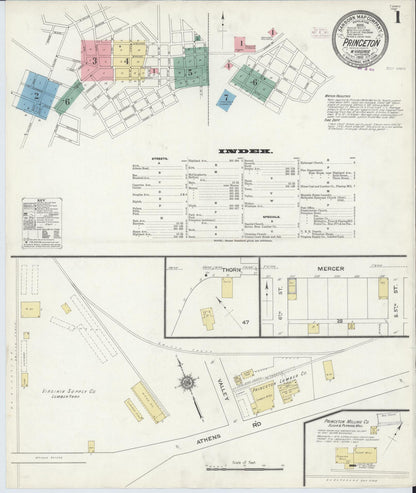 Sanborn Fire Insurance Map from Princeton, Mercer County, West Virginia (1910), Sheet #0001 - Complete Map Set gallery image, historic Sanborn map, vintage wall art, West Virginia West Virginia