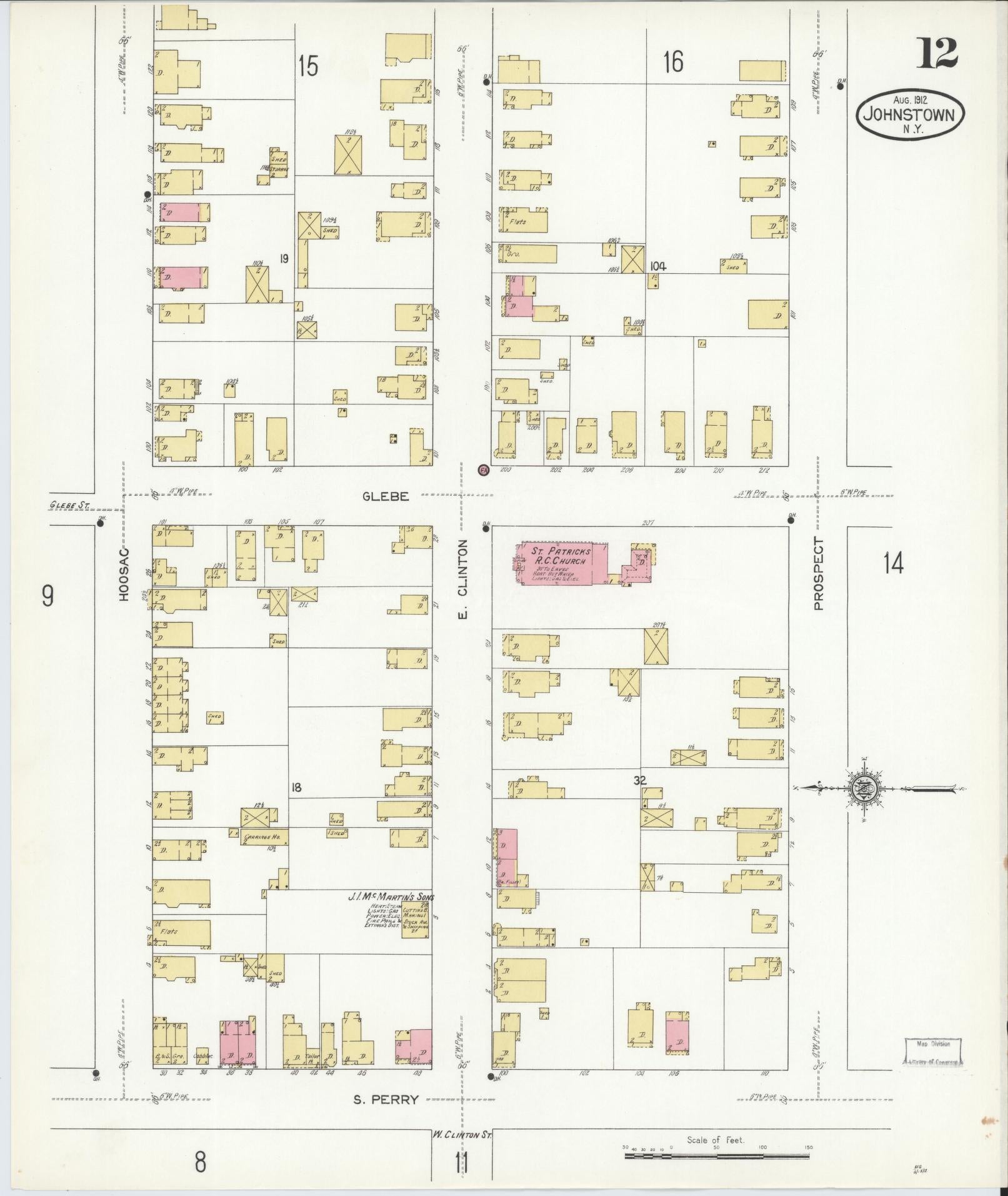 Sanborn Fire Insurance Map from Johnstown, Fulton County, New York (1912), Sheet #0012 - Complete Map Set gallery image, historic Sanborn map, vintage wall art, New York New York