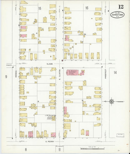 Sanborn Fire Insurance Map from Johnstown, Fulton County, New York (1912), Sheet #0012 - Complete Map Set gallery image, historic Sanborn map, vintage wall art, New York New York