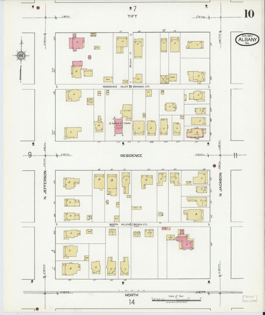 Sanborn Fire Insurance Map from Albany, Dougherty County, Georgia (1920), Sheet #0010 - Historic Sanborn Fire Insurance Map Print, vintage old map wall art, antique decor, genealogy gift, Georgia Georgia map