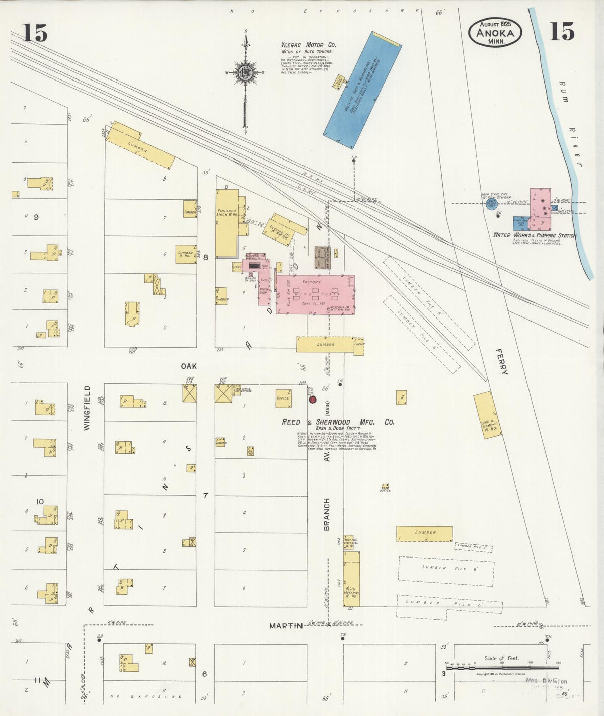Sanborn Fire Insurance Map from Anoka, Anoka County, Minnesota (1925), Sheet #0015 - Complete Map Set gallery image, historic Sanborn map, vintage wall art, Minnesota Minnesota