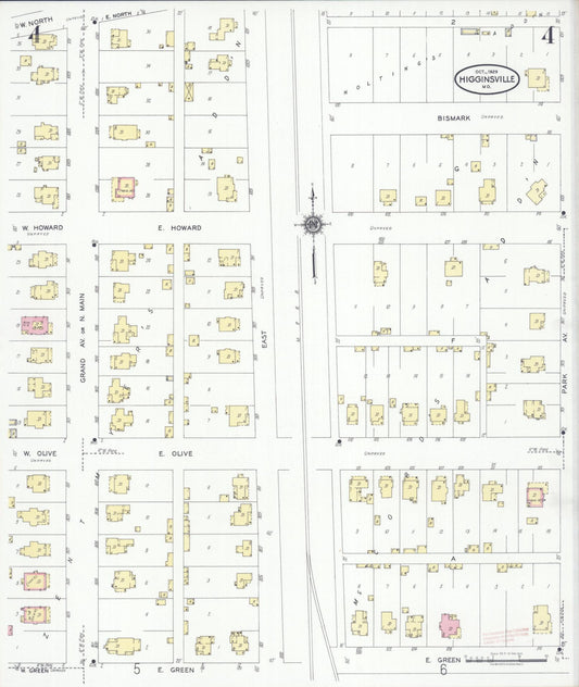 Sanborn Fire Insurance Map from Higginsville, Lafayette County, Missouri (1929), Sheet #0004 - Historic Sanborn Fire Insurance Map Print, vintage old map wall art, antique decor, genealogy gift, Missouri Missouri map