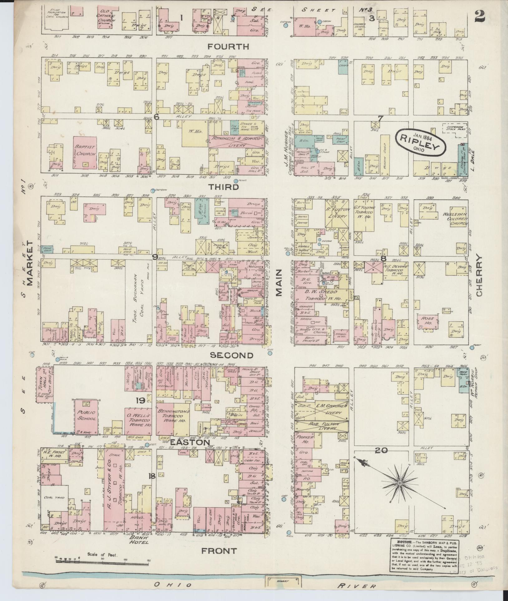 Sanborn Fire Insurance Map from Ripley, Brown County, Ohio (1884), Sheet #0002 - Complete Map Set gallery image, historic Sanborn map, vintage wall art, Ohio Ohio