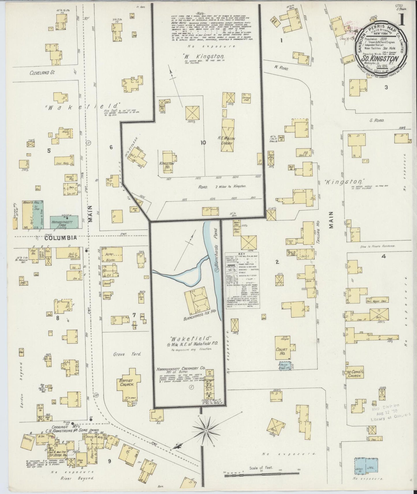 Sanborn Fire Insurance Map from South Kingstown, Washington County, Rhode Island. (1896) – Historic Sanborn Fire Insurance Map Print