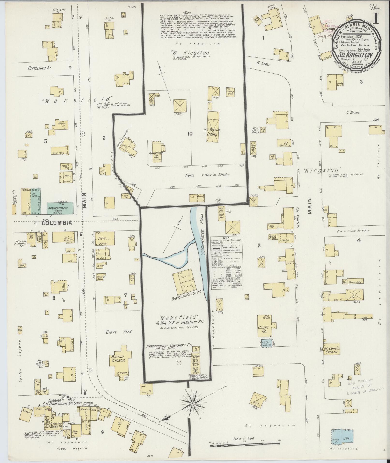 Sanborn Fire Insurance Map from South Kingstown, Washington County, Rhode Island. (1896) – Historic Sanborn Fire Insurance Map Print